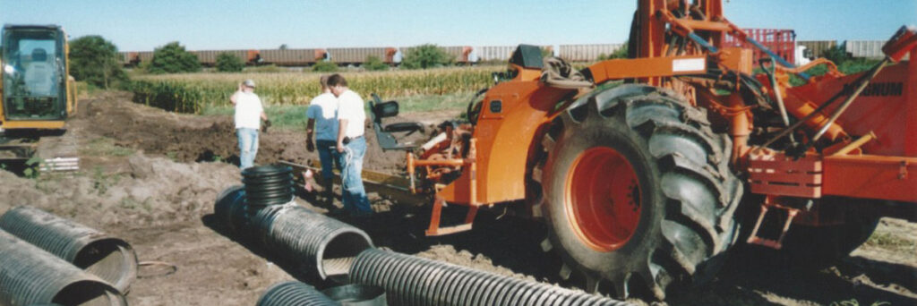 Vintage photo of pipe installation