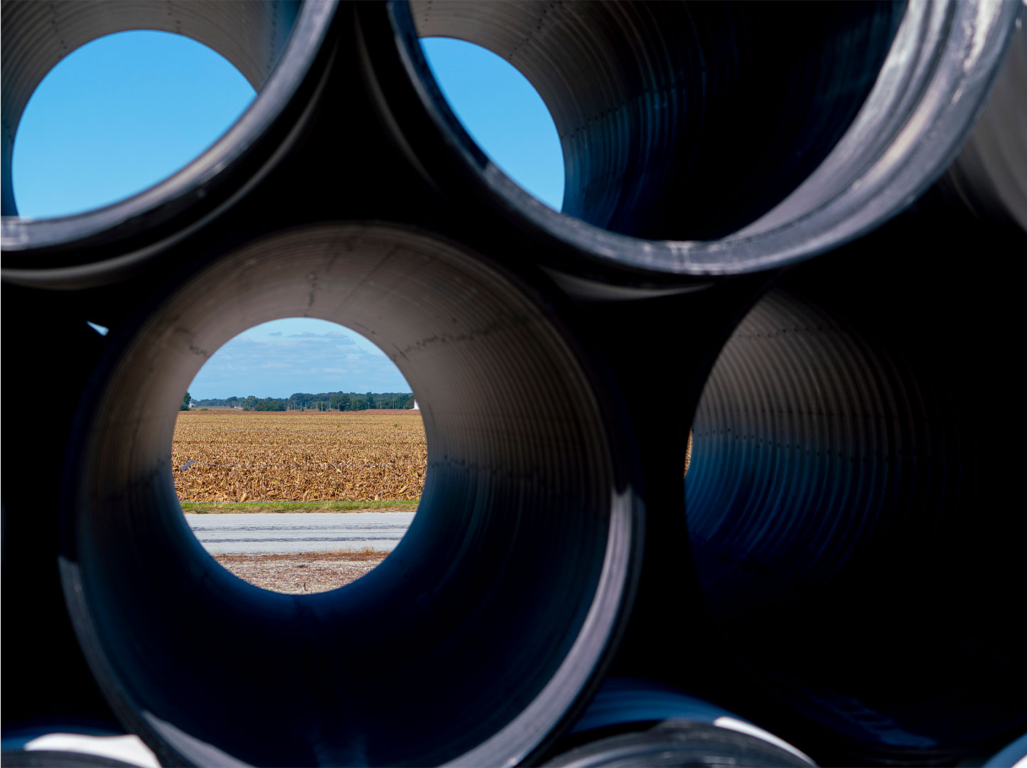 Stack of pipe in facility