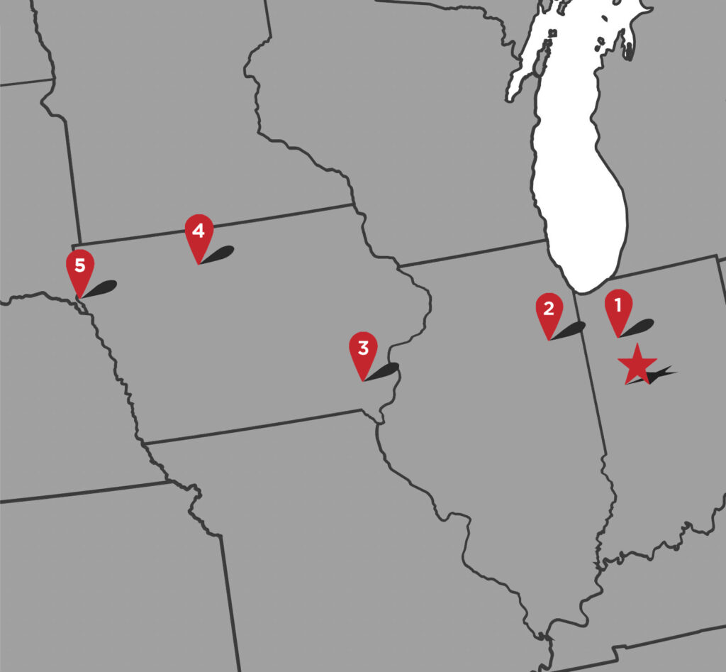 Map of Fratco locations in midwest region
